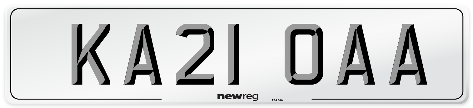 KA21 OAA Number Plate from New Reg